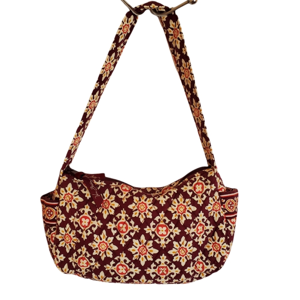 Vera Bradley Quilted Shoulder Bag in Burgundy, Cream & Orange Floral
